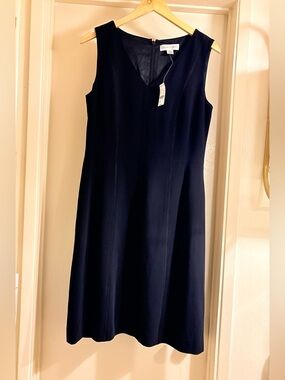 Casual Corner Navy Sleeveless V-Neck Midi Dress